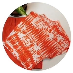 Lucky Brand☘Tie Dye Tee Cayenne Orange White Large
